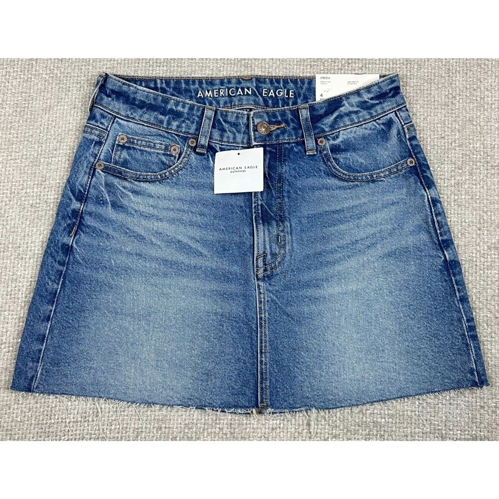 NWT American Eagle Skirt Women's 4 Perfect Mini High Rise Stretch Denim Blue
